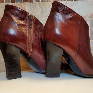 Italian Leather Wine Ankle Boots